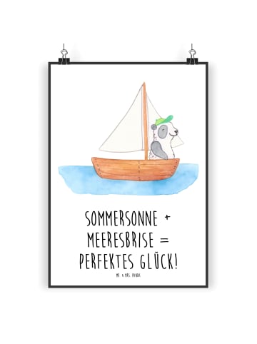 Mr. & Mrs. Panda Wandbild Sommer Meer Glück mit Spruch in Weiß