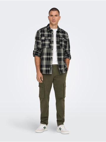 Only&Sons Shacket Hemd Kariertes Langarm Holzfäller Shirt ONSMILO in Schwarz-2