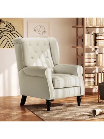 HOMCOM Einzelsessel-B74 x T86 x H102 cm-Cremeweiß