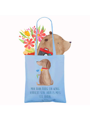 Mr. & Mrs. Panda Shopper Hund Blume mit Spruch in Sky Blue