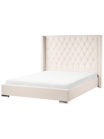 Beliani Doppelbett LUBBON in Weiß/Silber - (W) 189 x (H) 142 x (L) 215 cm