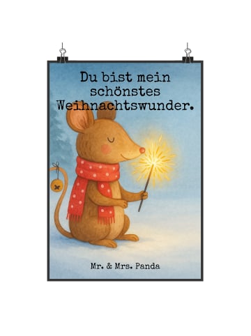 Mr. & Mrs. Panda Poster Maus Weihnachten Design mit Spruch in Weiß