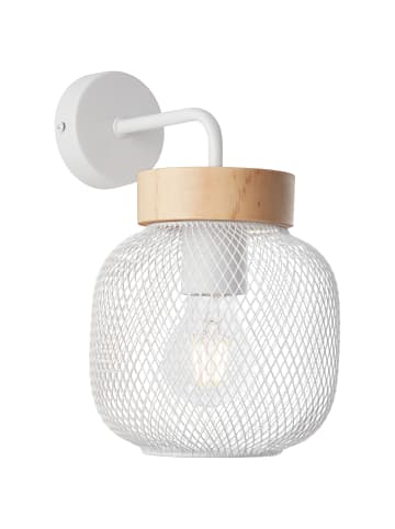Brilliant Wandlampe, 26,5 cm, 1x E27, Metall/Holz, weiß/braun