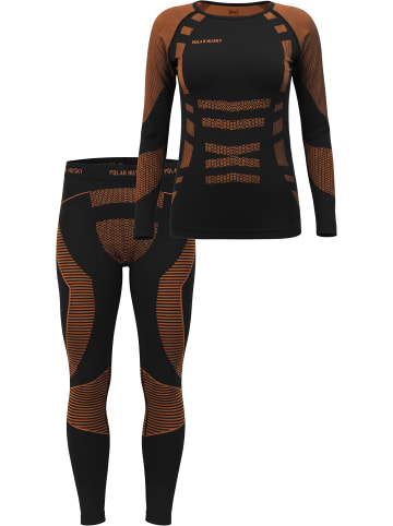 normani Funktionsunterwäsche Set Hemd + Hose Unisex in Orange/Schwarz