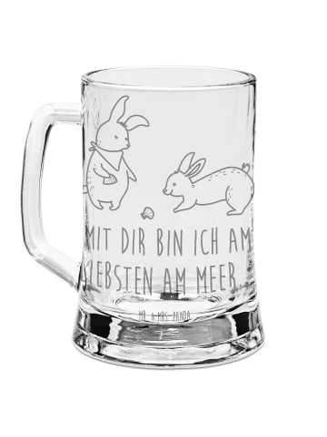 Mr. & Mrs. Panda Gravur Bierkrug Hasen Muschel mit Spruch in Transparent