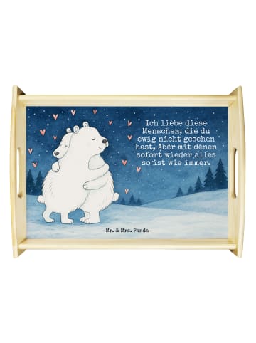 Mr. & Mrs. Panda Servierplatte Eisbär Umarmen Design mit Spruch in Weiß