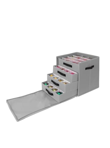 relaxdays Weihnachtskugel-Aufbewahrungsbox in Grau - (B)36,5 x (H)40 x (T)36,5 cm