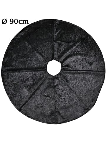 JACK Christbaumdecke Rund Ø 90cm Weihnachtsbaumdecke in Schwarz / Ornamente