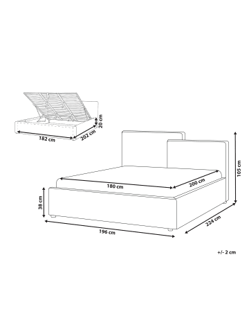Beliani Doppelbett LAGARDE in Beige/Schwarz - (W) 196 x (H) 105 x (L) 224 cm