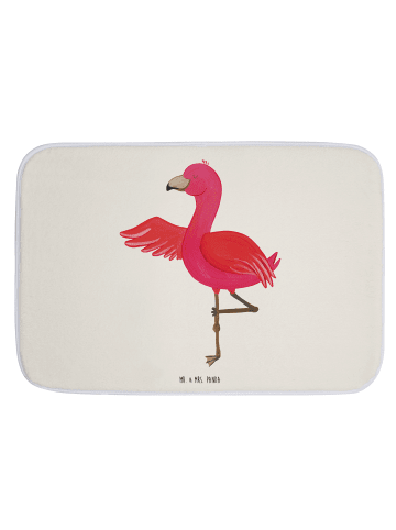 Mr. & Mrs. Panda Badeteppich Flamingo Yoga ohne Spruch in Weiß