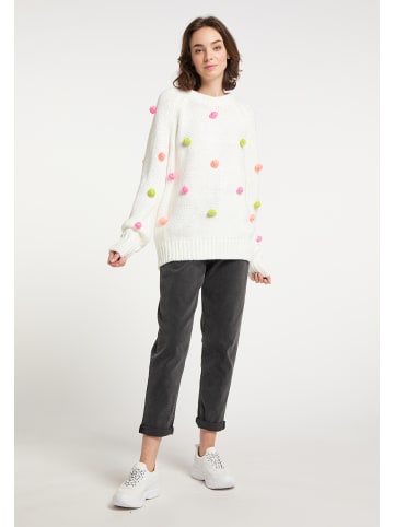 myMo Damen Strickpullover in Wollweiss Mehrfarbig