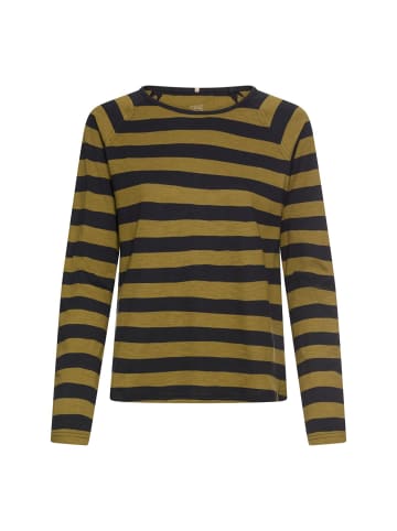 Camel Active Gestreiftes Langarmshirt mit Raglanärmeln in Oliv
