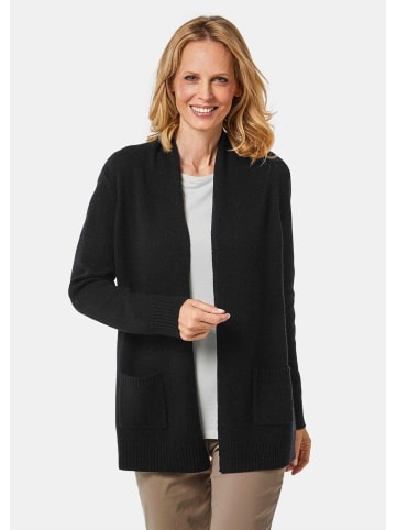 GOLDNER Kurzgröße: Strickjacke Langarm Cardigan aus Merino in schwarz