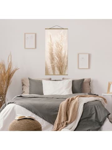 WALLART Stoffbild mit Posterleisten - Pampasgras im Sonnenlicht in Creme-Beige