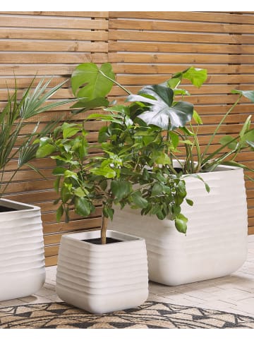 Beliani Outdoor Blumentopf PARIKIA in Weiß - (W) 28 x (H) 27 x (L) 28 cm