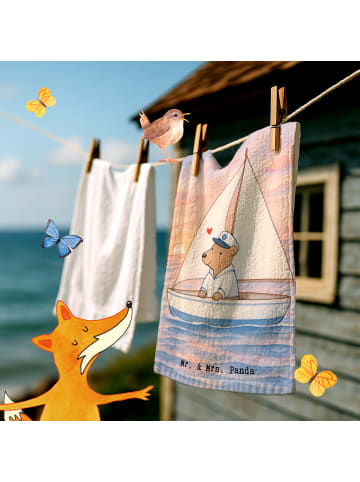 Mr. & Mrs. Panda Kleines Handtuch Bär Segeln Design ohne Spruch in Weiß