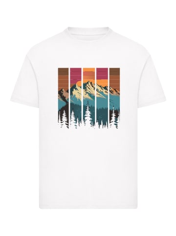 F4NT4STIC T-Shirt Berg Sonnenuntergang Retro in weiß