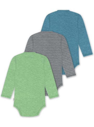 Normani Outdoor Sports 3er Set Baby-Body Wickelbody Toddler-Bodysuit in Blau/Grau/Grün