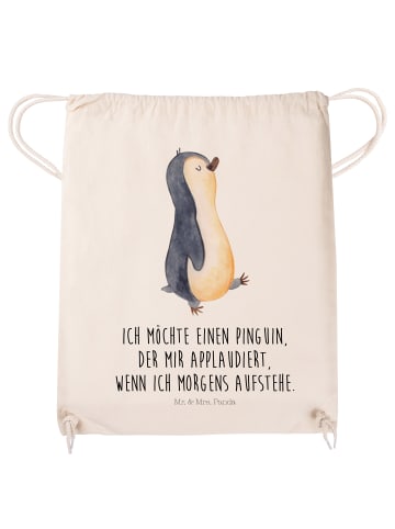 Mr. & Mrs. Panda rucksack stoff Pinguin mHerzieren mit Spruch in Creme