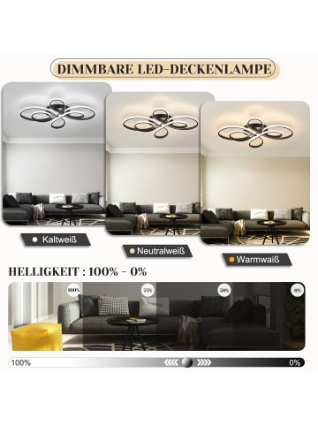 ZMH LED Deckenleuchte in schwarz Dimmbar 78W Modern Schlafzimmerlampe L 80cm