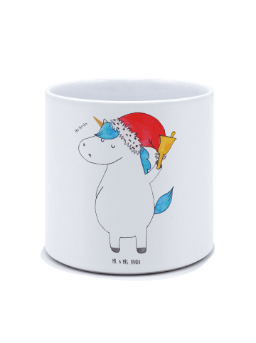 Mr. & Mrs. Panda Blumenkübel Einhorn Weihnachtsmann ohne Spruch in Weiß