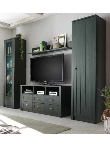 Furn.Design Wohnwand grün 4-teilig 270 cm Landhaus, Wohnkombination mit viel Stauraum