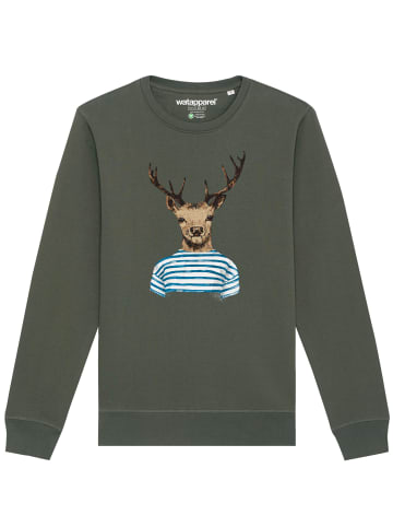 wat? Apparel Sweatshirt Hirsch in Khaki