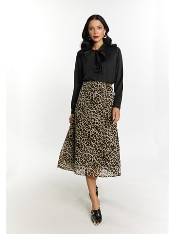 faina Damen Rock Mit Leoprint in Beige Leo