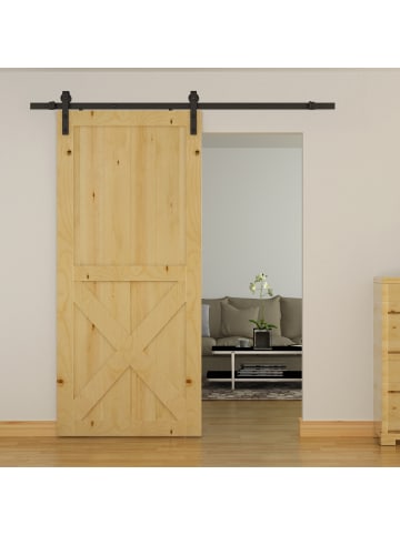HOMCOM Schiebetür-Beschlagsatz in Schwarz 200L x 4B x 0,6H cm