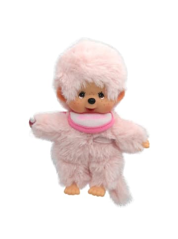 Monchhichi Junge Rosa | 13 cm | Monchhichi Color Puppe | mit rosafarbenem Lätzchen