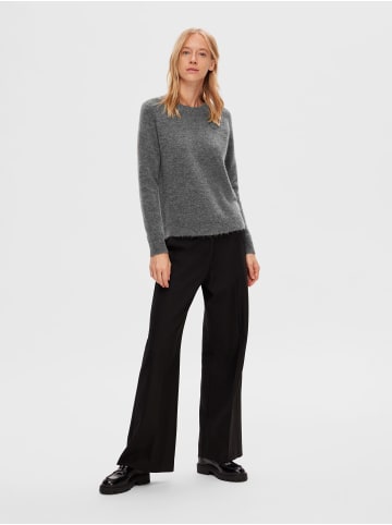 SELECTED FEMME Strick Pullover SLFLULU Wollpullover Rundhals Sweater in Grau-3