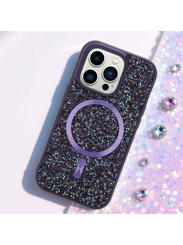 cadorabo Hülle für Apple iPhone 14 PRO Glitzer Schutzhülle in Lila