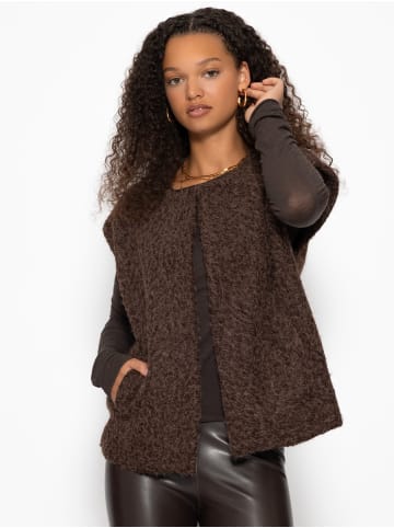 SASSYCLASSY Ärmellose Weste mit Wollstruktur in Braun
