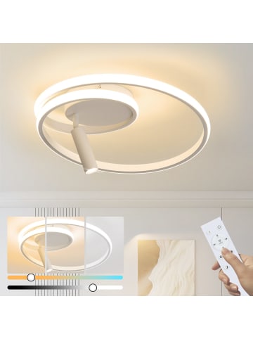 ZMH Deckenleuchte LED rund in weiß mit 1-flammige Spot dimmbar Modern L 40cm