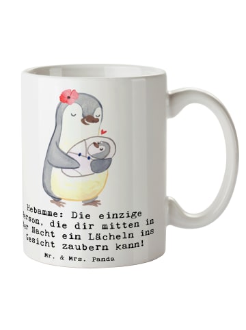 Mr. & Mrs. Panda Keramiktasse Hebamme Lächeln mit Spruch in Weiß