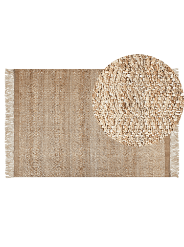 Beliani Geflochtener Teppich ABANA in Beige - (W) 140 x (H) 140 x (L) 200 cm