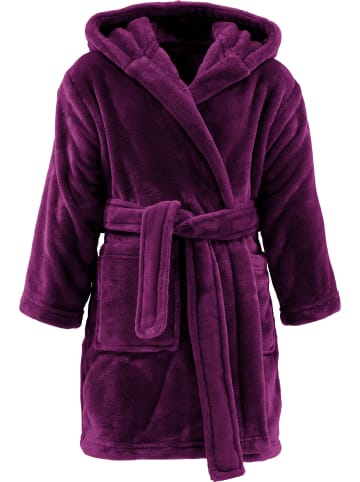 REDBEST Fleece Kinder-Bademantel mit Kapuze Perris in beere