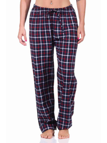 NORMANN Flanell Schlafanzug Hose kariert Baumwolle - 70819 in navy