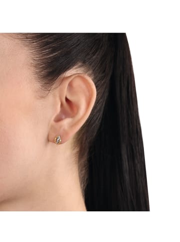 Amor Ohrstecker Gold 375/9 ct, teilrhodiniert in Tricolor