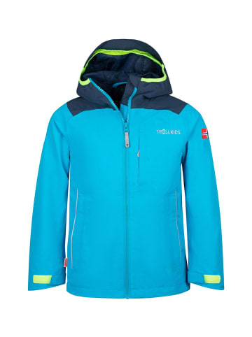 Trollkids Regenjacke "Bergen" in Nachtblau/Vivid-Blau/Limegrün