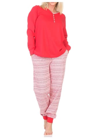 NORMANN Langarm Schlafanzug Pyjama Bündchen Ethnolook - 85158 in pink