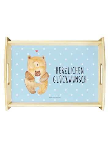 Mr. & Mrs. Panda Serviertablett Bär Baby mit Spruch in Blau Pastell