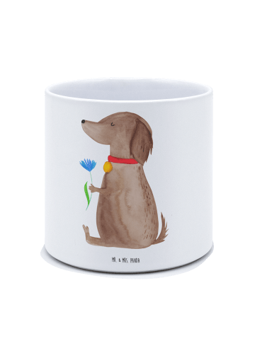 Mr. & Mrs. Panda Blumentopf Hund Blume ohne Spruch in Weiß