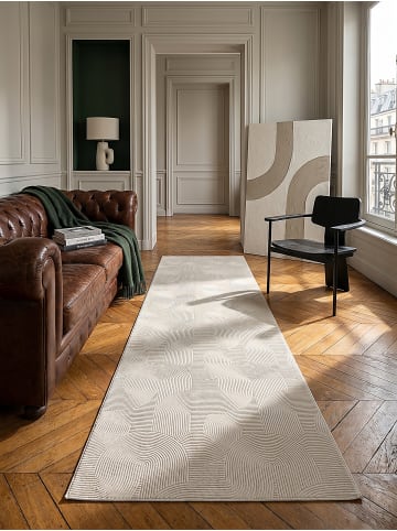 KADIMA DESIGN Läufer Geometrisch rutschhemmend pflegeleicht Wohnzimmer Flur in Creme