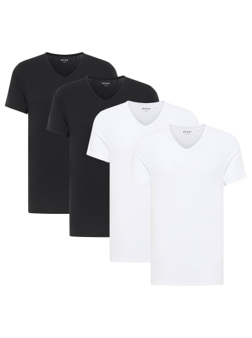 Mustang T-Shirt 4er Pack in Weiß/Schwarz