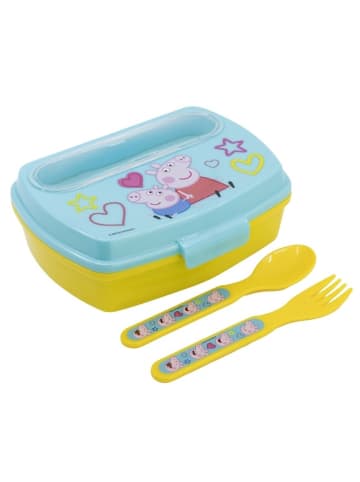 Peppa Pig Peppa Pig Kinder Brotdose mit Besteck – Lunchbox Pausenbox in Gelb