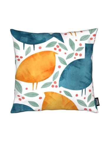 Juniqe Kissen "Birds" in Blau & Orange