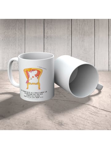 Mr. & Mrs. Panda Kaffeetasse Einhorn König mit Spruch in Weiß