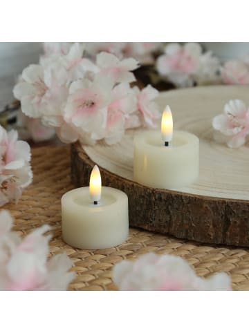 Adilina 2x LED Mini Teelichter Lina Rustik Optik Echtwachs D: 4,5cm in creme