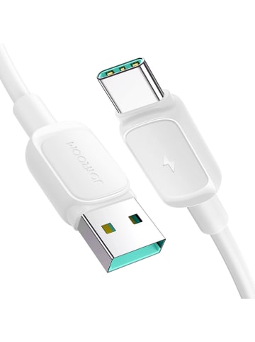 COFI 1453 Ladekabel mit USB-A/USB-C-Anschlüssen - 3A Strom, 1,2 m Datenkabel in Weiß